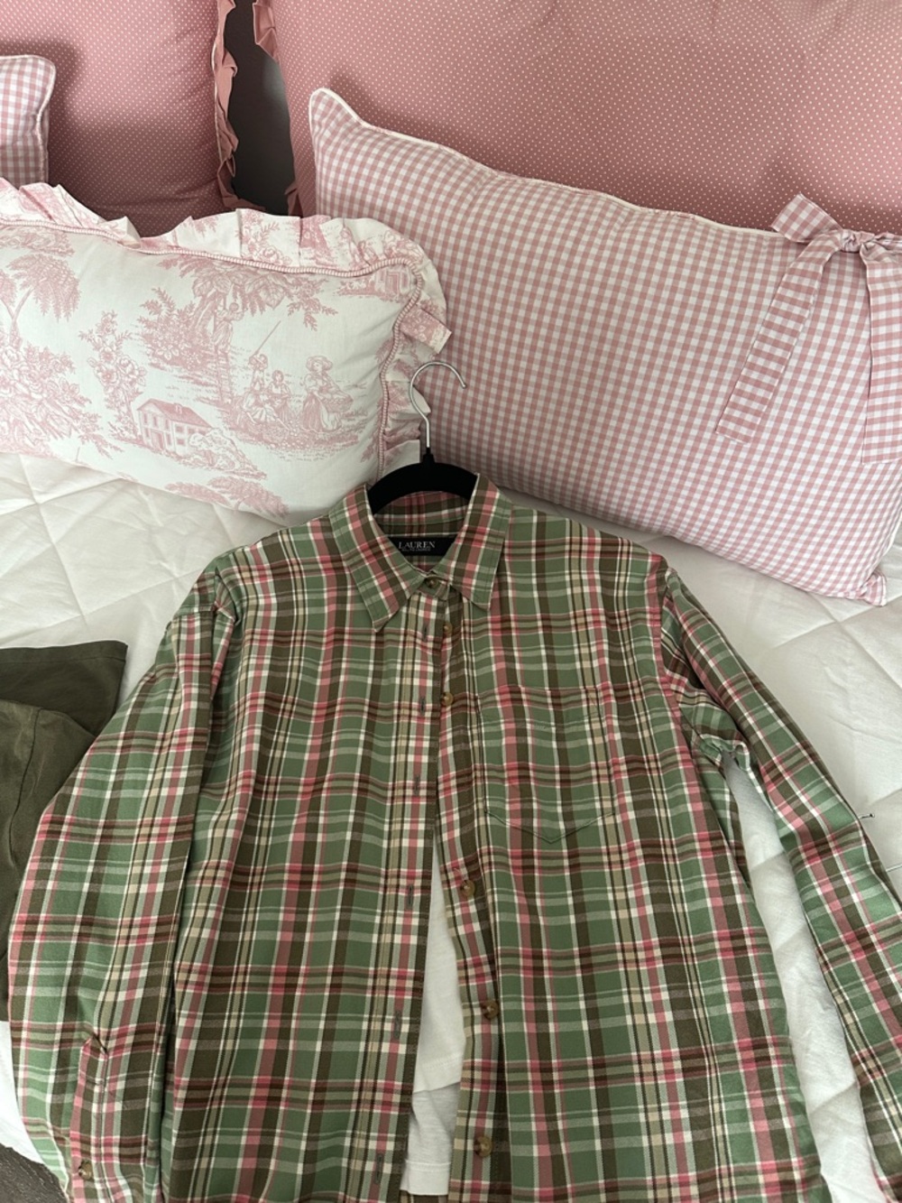 Ralph Lauren Green and Pink Plaid Button-Down Shirt